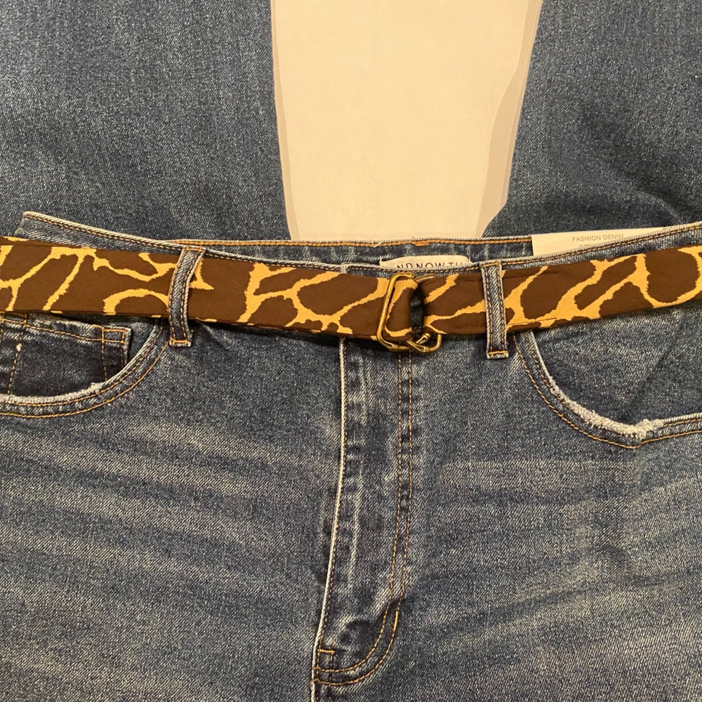 J. CREW accessories Cotton D-ring Preppy Animal Print Brown Belt - M/LG